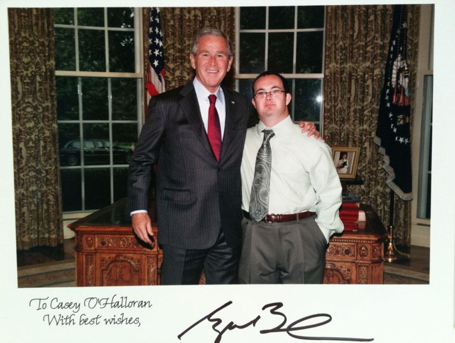 Casey with President George W Bush as he was appointed (twice!) to the President’s Committee for People with Intellectual Disabilities. 